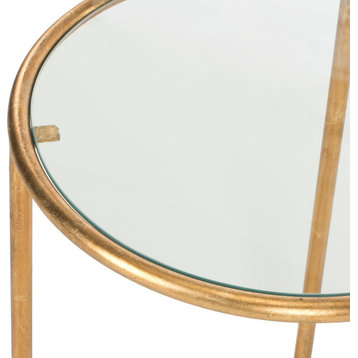 Safavieh Shay Accent Table, Gold, Clear Glass Top