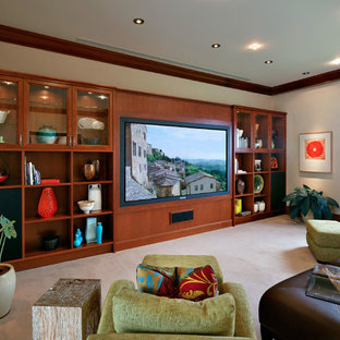 Example of an island style home theater design in Hawaii