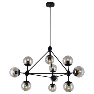 Glow 10 Light Chandelier With Black finish