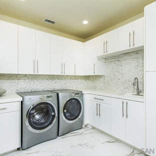 75 Beautiful Modern L-Shaped Laundry Room Pictures & Ideas | Houzz
