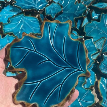 Special hand decor leaf model tile
