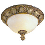 Livex Lighting - Savannah Ceiling Mount, Venetian Patina - From the Savannah collection comes this delightful flush mount. It features a pineapple motif with a vintage carved scavo glass and leaf accents on top.�