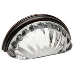 Cosmas - Real Glass Cabinet Cup Pulls with 3" Centers by Cosmas, Clear Glass, Oil Rubbed - Manufacturer: Cosmas