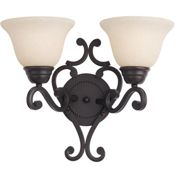 Manor 2-Light Wall Sconce, Oil Rubbed Bronze, Frosted Ivory Glass