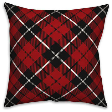 Red and Black Farmhouse Plaid 16"x16" Indoor / Outdoor Throw Pillow