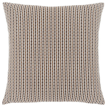 Set Of Two 18" X 18" Brown and White Polyester Striped Zippered Pillow