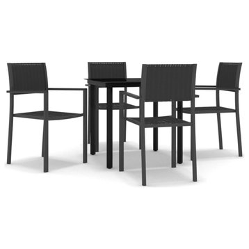 vidaXL Patio Dining Set Outdoor Dining Set Table and Chair Set 5 Piece Black