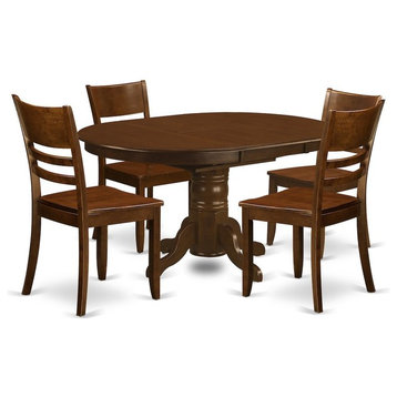 5-Piece Kenley Dining Table With a Leaf and 4 Wood Seat Chairs Without Cushion