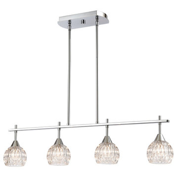 Kersey 4-Light Island Light, Polished Chrome With Clear Crystal