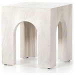 Four Hands - Fausto End Table, Bleached Guanacaste - Clean and simple, with great impact. Made from beautiful bleached Guanacaste, shapely arches and block corners speak to the architectural inspiration behind this eye-catching end table.