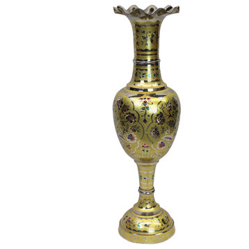 Natural Geo Decorative Brass 30" Yellow/Gold Floral Floor Vase