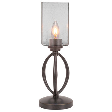 Marquise Accent Lamp In Dark Granite Finish With 4" Clear Bubble Glass
