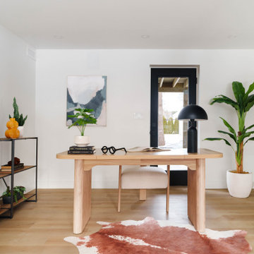 Where Work Meets Comfort: A Sunlit Office & Cozy Fireside Lounge