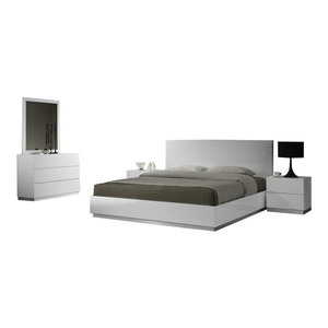 Palermo Modern Bedroom Set White Lacquer 5 Piece Set Contemporary Bedroom Furniture Sets By Bedtimenyc