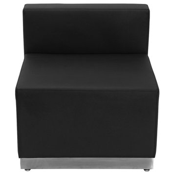 Hercules Alon Series Black Leather Chair With Brushed Stainless Steel Base