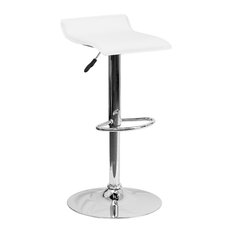 Flash Furniture - Capricorn Adjustable Stool With Chrome Base, White - Bar Stools and Counter Stools