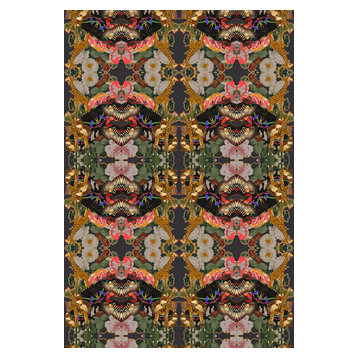 Jardin De Fleur Wild Eco Canvas Upholstery Fabric, Noir