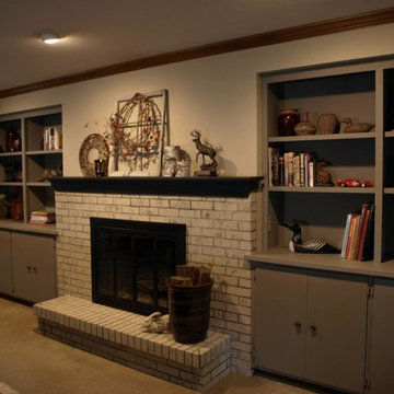 Chalk Paint® brick fireplace and built-ins