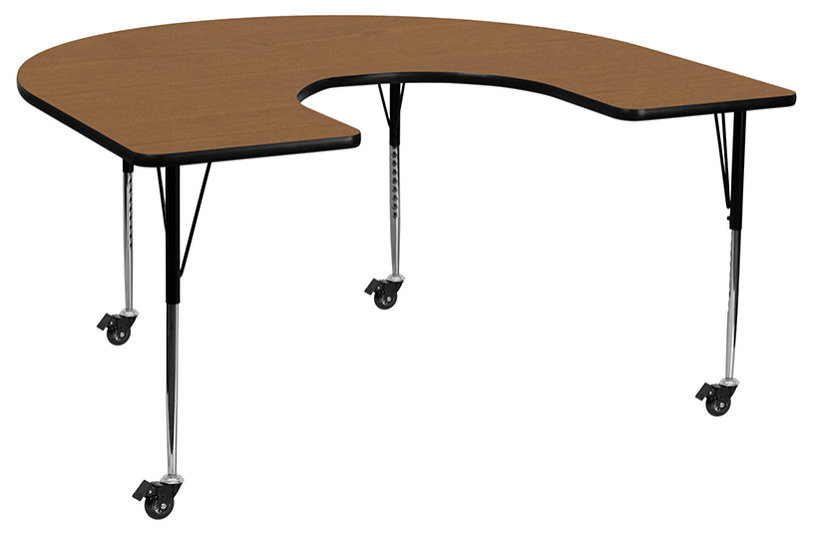 60''W x 66''L Horseshoe Thermal Laminate Activity Table - Standard Height Adjustable Legs