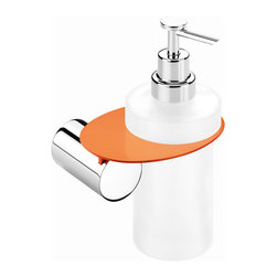 Secret Bath. Wall soap dispenser. Chrome-Orange. Giselle Collection. - Soap & Lotion Dispensers