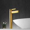 Vinnova Oviedo Single Hole Lever Bathroom Faucet, Brushed Gold, High-Handle