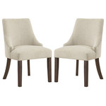 OSP Home Furnishings - Leona Dining Chair in Linen Fabric with Grey Brushed Leg Finish- 2-Pack - Add traditional warmth to your home with our upholstered dining chairs, sold as a convenient 2-pack. These chairs will put the finishing touch on any farmhouse or cottage style dining room. Ideal for elevating a round kitchen table or making a more formal statement positioned around your large family table. Add charm by placing a pair in a guest room or one sitting pretty in front of a writing desk in your home office. Foam padded back with sinuous spring seat add comfort, while beautiful fabric colors will build on a chic, sophistication. Legs have a charming gray wash finish made of solid wood. The pair will require simple assembly.