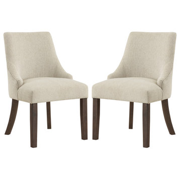 Leona Dining Chair in Linen Fabric with Grey Brushed Leg Finish- 2-Pack