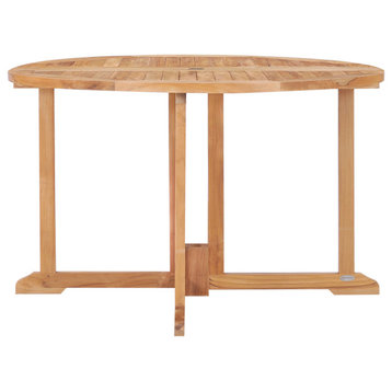 Teak Wood Butterfly Round Outdoor Patio Folding Table, 47"