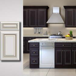 Caulmet Mocha w/platinum glaze // Calumet Ivory w/caramel glaze - Kitchen Cabinetry