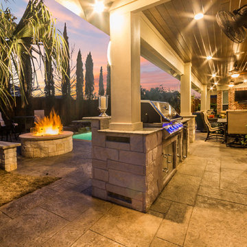 Outdoor Living Room With Summer Kitchen