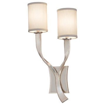 Corbett Lighting 158-11 Roxy 2 Light 12"W Wall Sconce - Silver Leaf / Polished