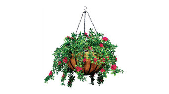 22-inch Hanging Basket with 5 Artificial Plants