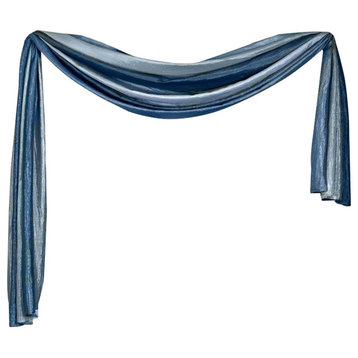 Ombre H Scarf Curtains, 50"x144", Set of 2, Blue