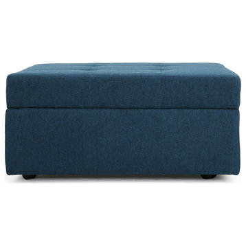 GDF Studio Chatsworth Tufted Fabric Storage Ottoman With Rolling Casters