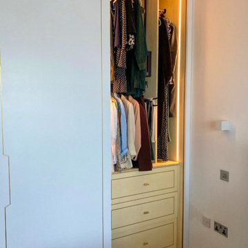 Bedroom Wardrobe with Poplar Plywood Interior, Brass Inlay and LED | Cheltenham