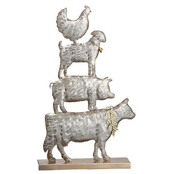 Silk Plants Direct Stacking Animal Table Top, Galvanized Gold, Pack of 4