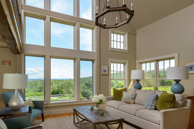 Example of a transitional living room design in Burlington