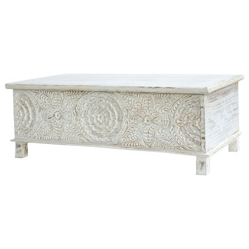 17Th C. Anglo Trunk Coffee Table, White
