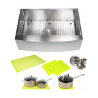 33" Curved Front Apron Stainless Steel Single Bowl Kitchen Sink Package