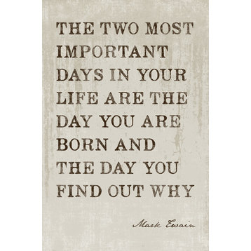 The Two Most Important Days In Your Life, Mark Twain Quote, Motivational Poster