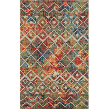 Transitional Tribal Abstract High-Low Indoor Outdoor Area Rug - 3'6" x 5'6"