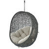 Swing Lounge Chair, Sunbrella, Gray Beige, Modern, Outdoor Patio Bistro