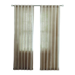 Taupe Faux Linen Polyester Back Tab Curtain - Curtains