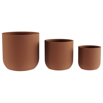 3-Piece Cylinder Pot Set Fiber Clay Planters