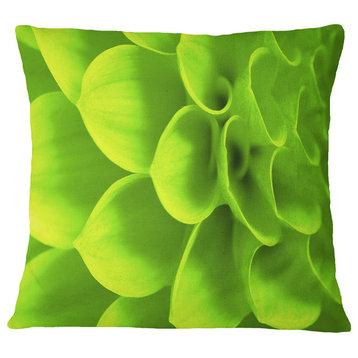 Bright Green Flower Petals Floral Throw Pillow, 18"x18"