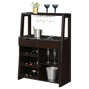 Convenience Concepts Uptown Wine Bar with Cabinet in Espresso Wood Finish