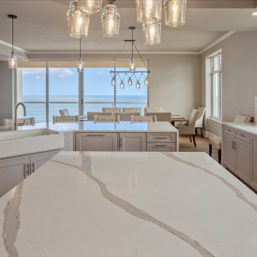 Open-Concept Coastal Kitchen Framed by Panoramic Gulf Horizon