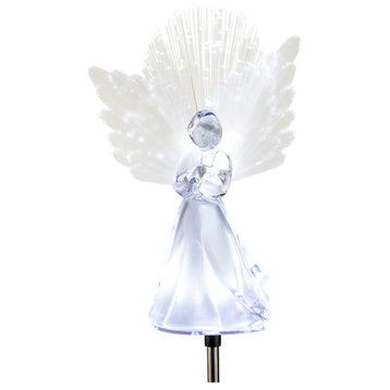 37”H Outdoor Solar Angel Garden Stakes with Fiber Optic Wings and LED Lights
