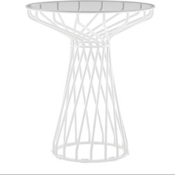Velletri White 76cm Smoke Glass Indoor Outdoor Cafe Table by Glid Studio for Hus - Dining Tables