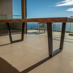 Black Walnut Slab Dining Table in Laguna Beach House - Dining Tables